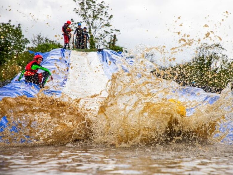 Big splash at the bottom of the slide